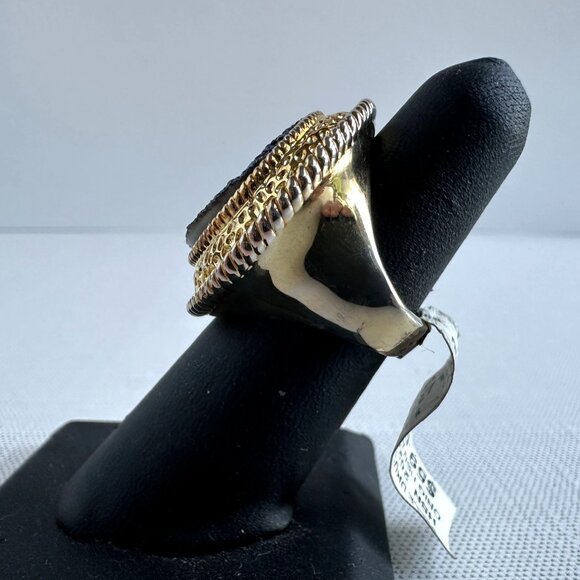 Y2K Gold Tone Statement Druzy Look Ring Size 6 New With Tags - Picture 4 of 11